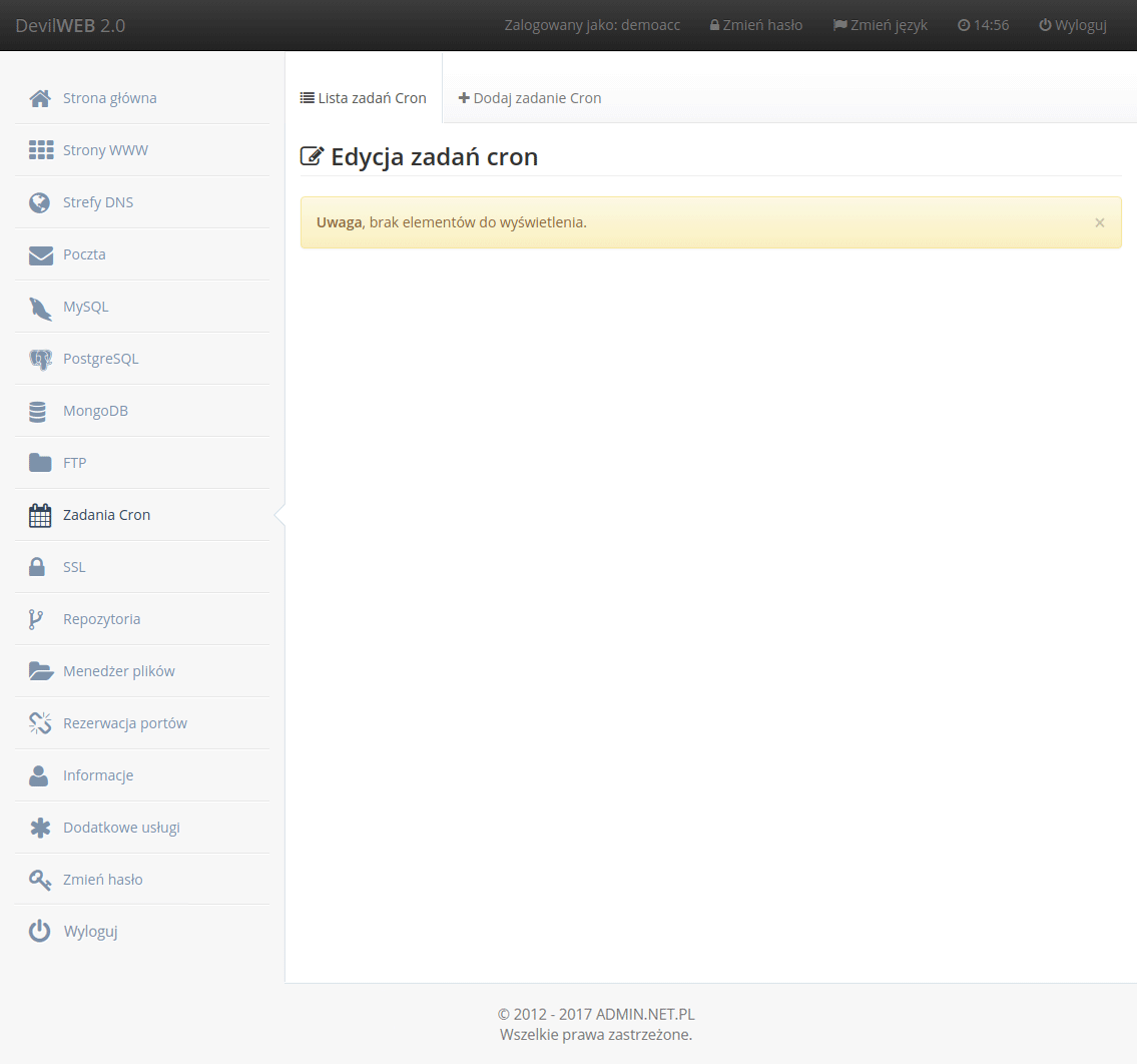 DevilWEB - lista zadań Cron